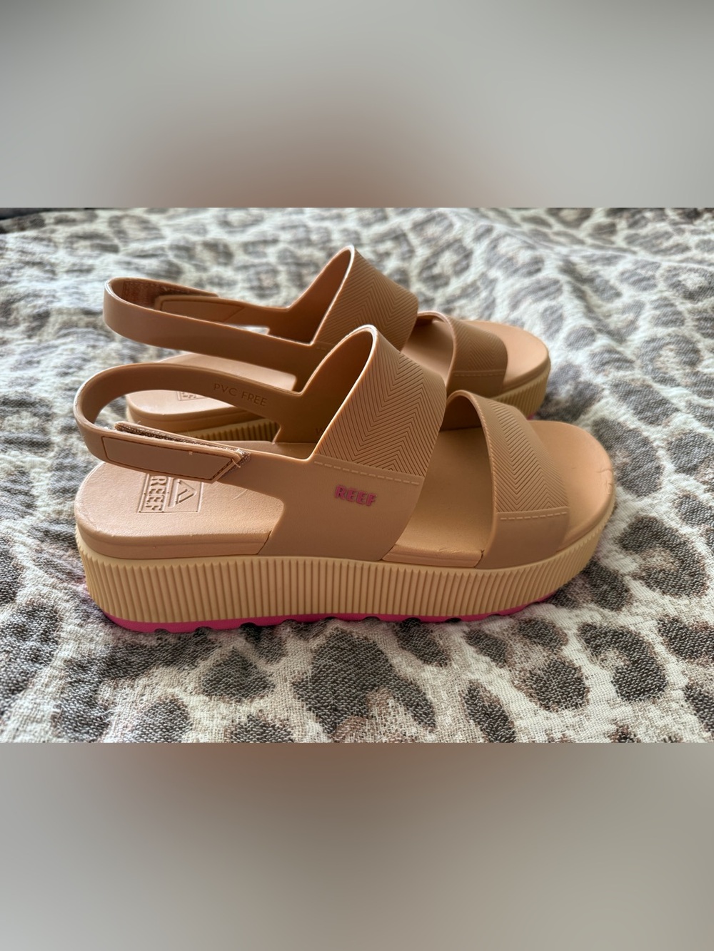 Reef Women's Nude Platform Slingback Sandals with Pink Logo
